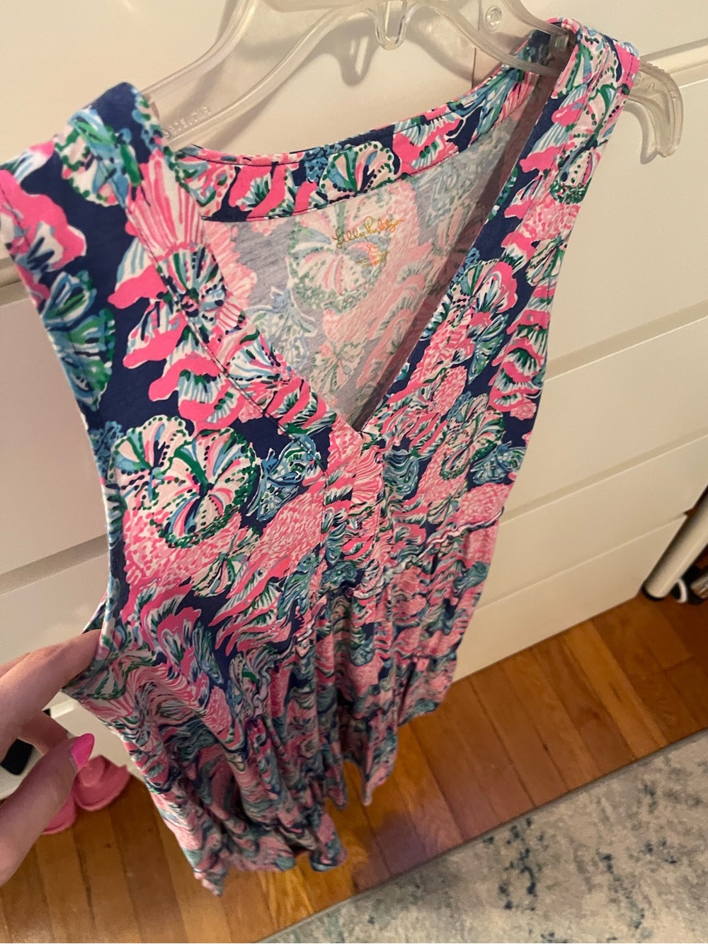 Lilly Pulitzer Lorina Tiered Swing Dress Oyster Bay Navy Shroom View - Picture 2 of 4